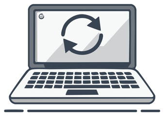 Laptop with Circular Arrows for Sync or Loading Process Icon Illustration