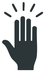 Obraz premium Stylized hand giving a high five in simple flat vector icon design with radiant celebratory effect. Sign of greeting.
