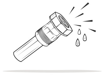 Leaking Pipe Fitting Outline Style with Dripping Water Drops Plumbing Issue Leakage Problem