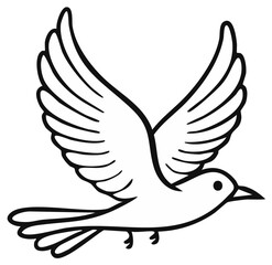 Obraz premium Simple Black and White Line Art Illustration of a Flying Dove Symbol of Peace and Hope
