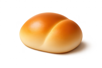 Golden Baked Bread Roll on transparent background, Isolated Bakery Item