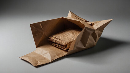 Opened Brown Kraft Paper Packaging or Gift Wrap showing Textured Layers for Sustainable Unboxing Experience Mockup