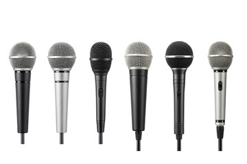 Minimalist audio icon set with microphone, headphones, and sound wave symbols. Vector line art for podcast, music recording, broadcast, and communication app interface design