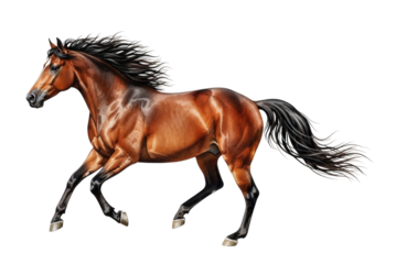 Brown horse running transparent background cutout png
