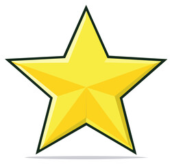 Fototapeta premium Golden Star Icon Isolated Star shape symbol. Shiny yellow graphic star with shadow.