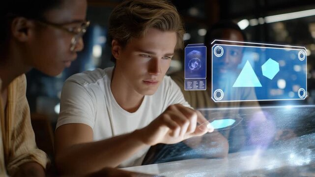 A multicultural AI ethics committee discussing digital governance over holographic projections, referencing global values from multiple philosophical traditions &mdash; diverse perspectives, tech