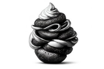 Abstract Silver Sculpture with a transparent background for design use