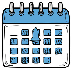 Calendar page with reminder bell: Scheduling, organization, planning, event management concept.
