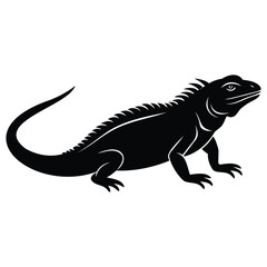 Obraz premium Generative Design Exotic Iguana Silhouette Tropical Lizard Wildlife Graphic