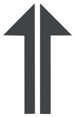 Arrow symbol pointing upwards, geometric design of an arrow on a white surface