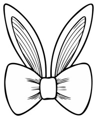 Whimsical Outline of Rabbit Ears and Bow Tie for Easter Celebration Coloring Pages and Decoration Designs