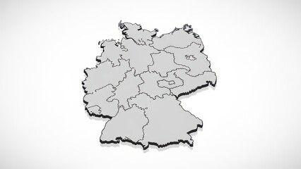 Obraz premium Minimal Monochrome Map Outline of Germany with States.