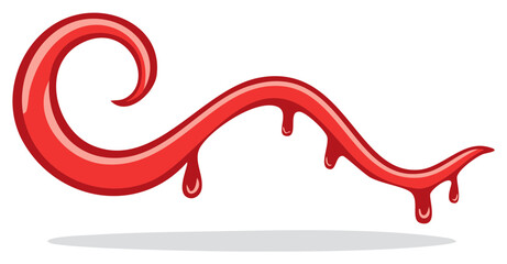 Abstract Red Swirl and Drip Element with Shadow