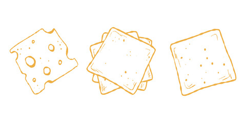 Cheese Slice Set. Cheese Slices Illustration, Charcuterie Icon Pack. Cheese Slice, Vector Icons for Food Packaging