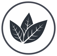 Three leaves icon in a circle simple flat vector graphic for natural organic and eco concepts