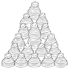Illustration of Stacked Ring Toy Pyramid Isolated on White Background