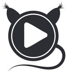 Play Button with Cat Ears and Tail Vector Icon