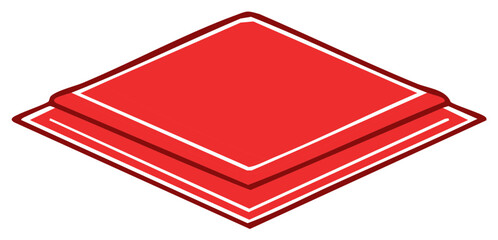 Vibrant Red Geometric Square Layers Isometric Design