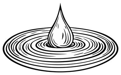 Illustration of a single water droplet creating ripples in a still liquid surface