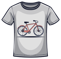 Gray T Shirt Featuring a Pink Retro Bicycle Illustration Perfect for Apparel Design