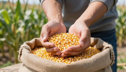Harvesting popcorn by hand in a cornfield showcasing natural agriculture rural setting close-up view of grains for food enthusiasts