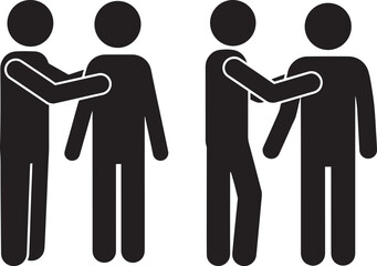 People patting shoulder black and white style