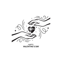 Stunning Valentine's Day graphic with hands holding heart gift
