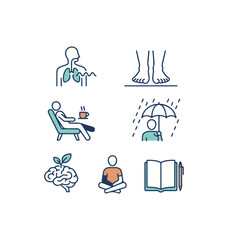 Iconic illustrations representing diverse human activities and concepts