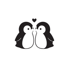 Funny cartoon vector illustration of a bird couple character design with two birds on a black background as a pink love symbol icon for a baby toy doll