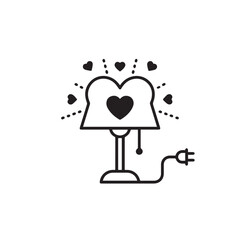 Heart-shaped lamp: A cute line art features a charming heart-shaped lamp radiating warmth and love, with a visible power cord for connectivity.