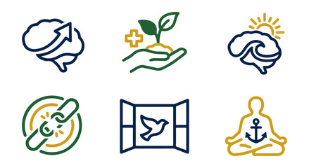 Set of colorful vector icons representing concepts and ideas