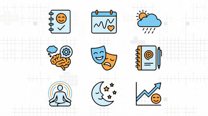 Set of colorful icon illustrations for various concepts