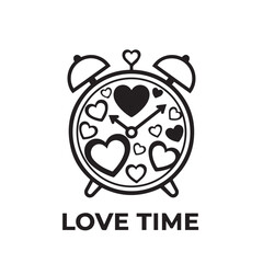 Fototapeta premium Love Time: An elegant graphic featuring a clock adorned with heart motifs and the words 'Love Time' beautifully signifies the value of time in love and romance.