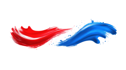 Red and Blue Brush Strokes on Transparent Background