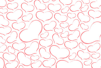 Abstract Hand Drawn Red Heart Outline Seamless Pattern Background