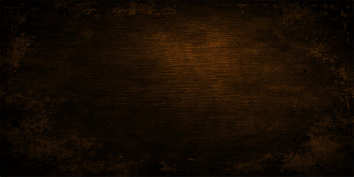 A dark and dirty vintage grunge background featuring a rough textured brown wood and old paper surface pattern for a blank antique wall backdrop design