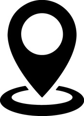 Black map pin icon a simple location marker symbol for navigation and travel apps isolated on a white background