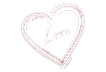 Hand Drawn Love Heart Outline with Soft Pink Stroke on White Background