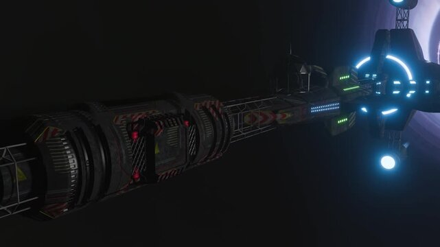 A science fiction video featuring spaceships and space stations pace travel.