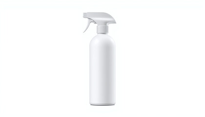 Blank White Plastic Spray Bottle Mockup for Cleaning Product or Cosmetic Packaging