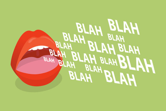 3D Isometric Flat Vector Illustration of Blah Blah Blah, Talking And Gossip Through The Mouth