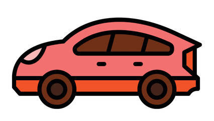 Fototapeta premium Pink Sedan Car Illustration with Orange Accents