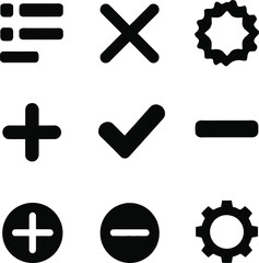 Obraz premium Black and white set of various interface symbols and icons for user interface design and development purposes online