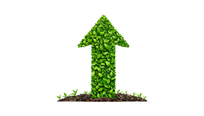 Green Leaf Arrow Growing from Earth - Symbol of Progress, Nature's Growth, and Sustainable Development transparent background png
