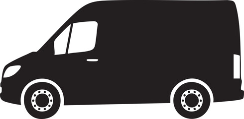 Side Profile of Commercial Delivery Van Vehicle Silhouettes isolated on white background © Abdul Hamid