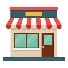 Minimalist Flat Vector Icon of a Retail Storefront Building