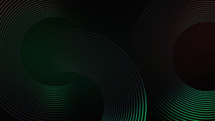Swirl circular glowing lines pattern on soft green gradient background with abstract geometric shapes technology animation video