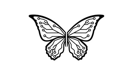 Black and white butterfly illustration.