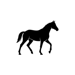 Obraz premium Black Horse Silhouette Walking Profile.