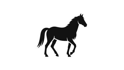 Obraz premium Black silhouette of a horse running.